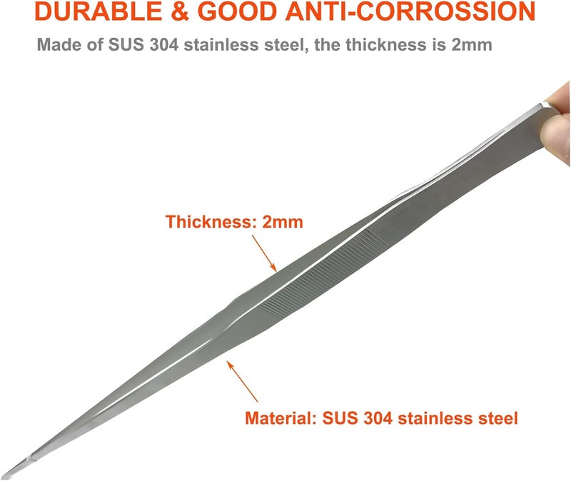 Fecsam Extra Long Tweezers, Aquascape Tools, 18.9 inch Aquarium Stainless Steel Large Feeding Tongs for Fish Tank, Terrarium，Aquascaping, Reptile Snake (Straight) - Image 5